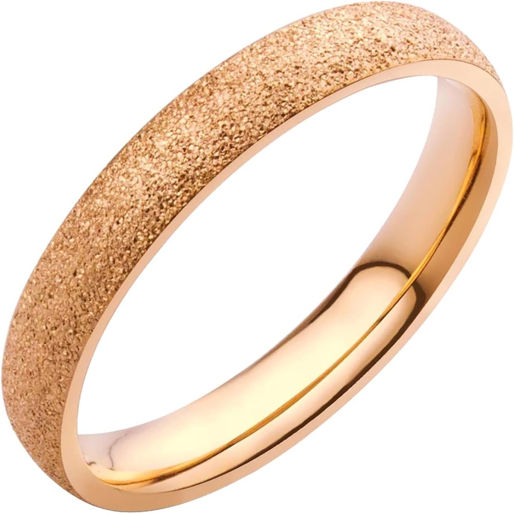 image:image555Jewelry 4mm Sandblast Stainless Steel CZ Wedding Band Ring for Women amp MenRose Gold style 2