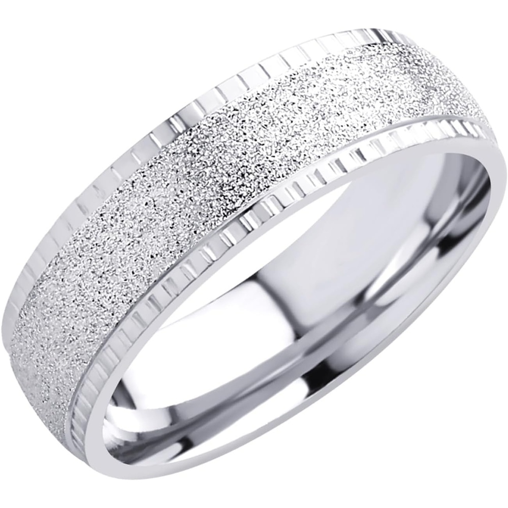 image:image555Jewelry 4mm Sandblast Stainless Steel CZ Wedding Band Ring for Women amp MenSilver Style 10