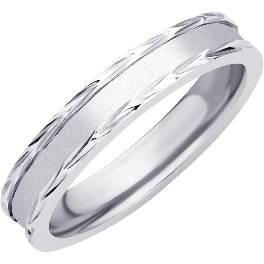 image:image555Jewelry 4mm Sandblast Stainless Steel CZ Wedding Band Ring for Women amp MenSilver Style 11