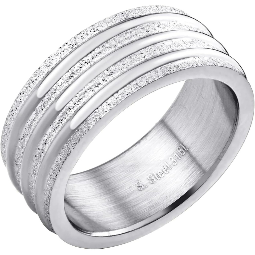 image:image555Jewelry 4mm Sandblast Stainless Steel CZ Wedding Band Ring for Women amp MenSilver Style 4