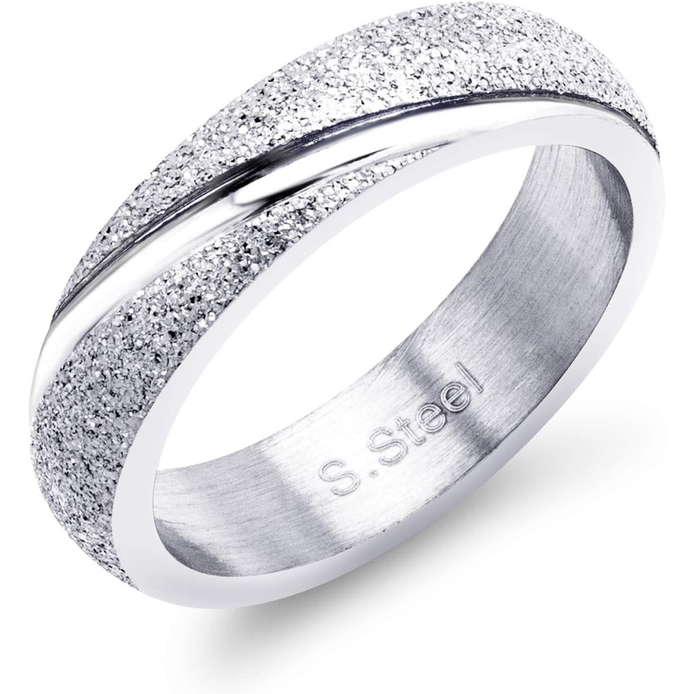 image:image555Jewelry 4mm Sandblast Stainless Steel CZ Wedding Band Ring for Women amp MenSilver Style 6