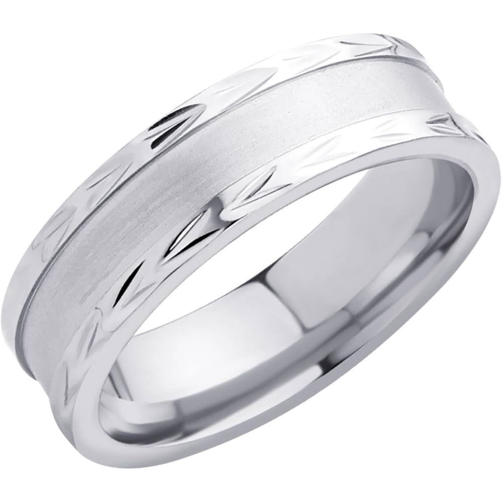 image:image555Jewelry 4mm Sandblast Stainless Steel CZ Wedding Band Ring for Women amp MenSilver Style 7