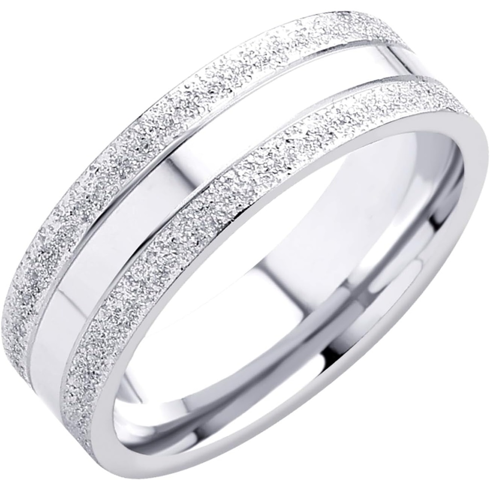 image:image555Jewelry 4mm Sandblast Stainless Steel CZ Wedding Band Ring for Women amp MenSilver Style 8