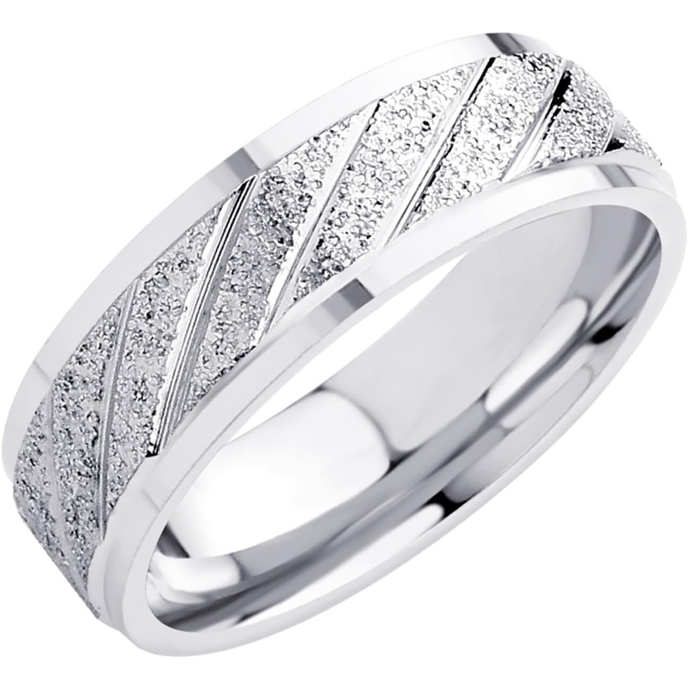 image:image555Jewelry 4mm Sandblast Stainless Steel CZ Wedding Band Ring for Women amp MenSilver Style 9