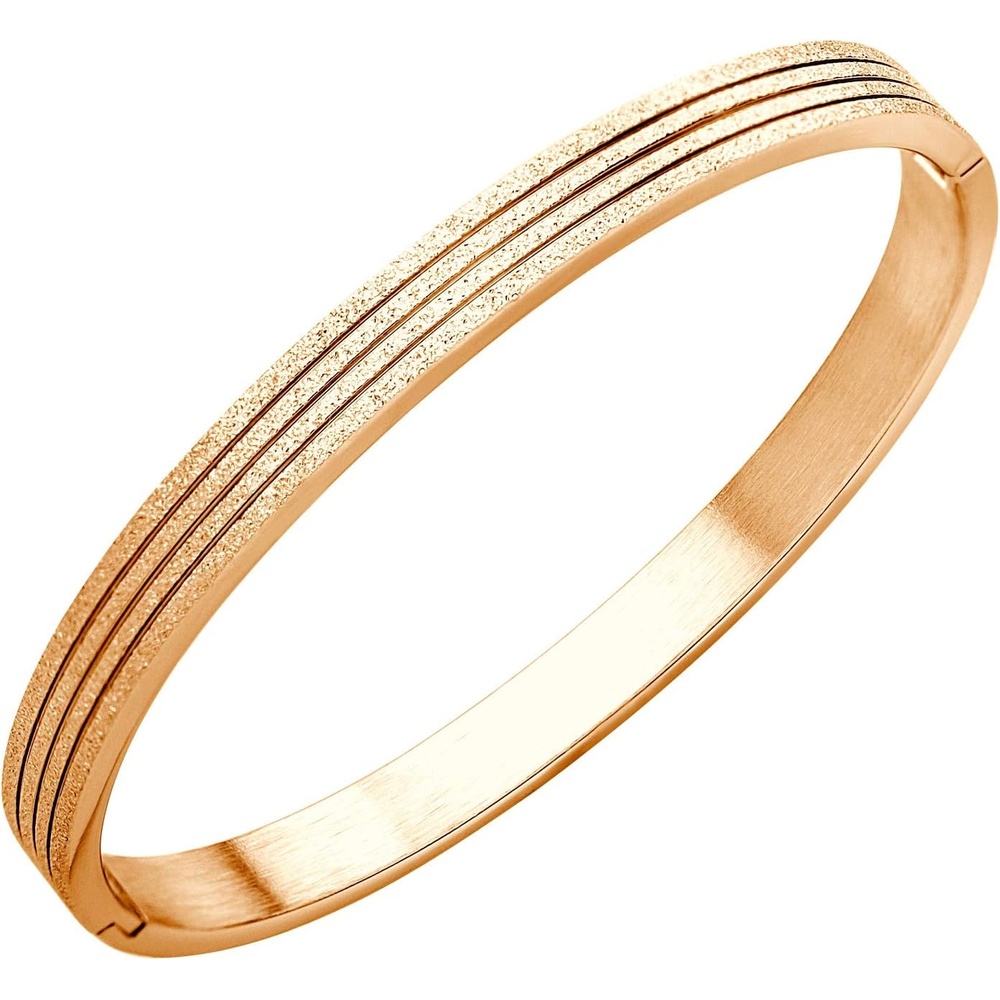 image:image555Jewelry 4mm Sparkly Stainless Steel Solid Hinged Bangle Bracelet for WomenRose Gold Style 2