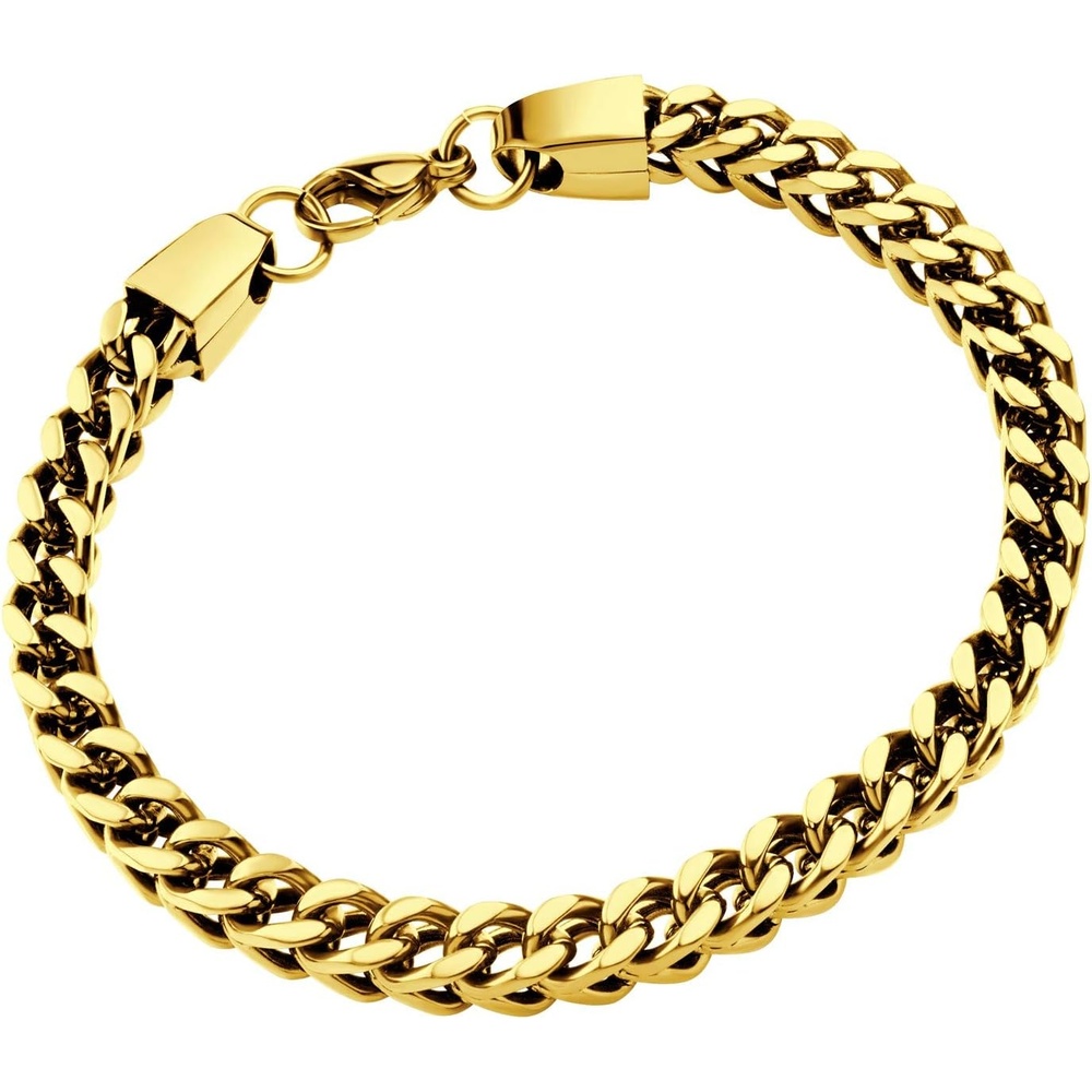 image:image555Jewelry 6mm Stainless Steel Square Franco Chain Bracelet for Men 65 to 9 InchGold