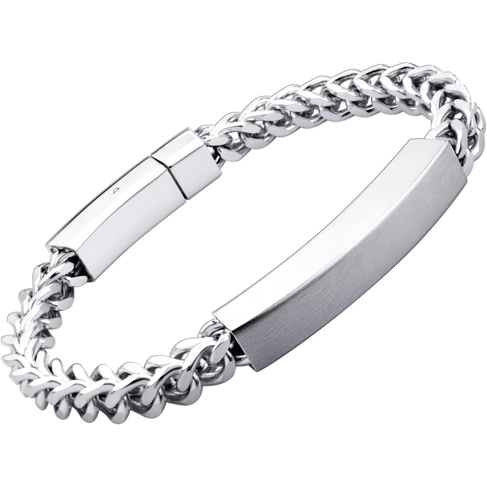 image:image555Jewelry 6mm Stainless Steel Square Franco Chain Bracelet for Men 65 to 9 InchSilver Style 2