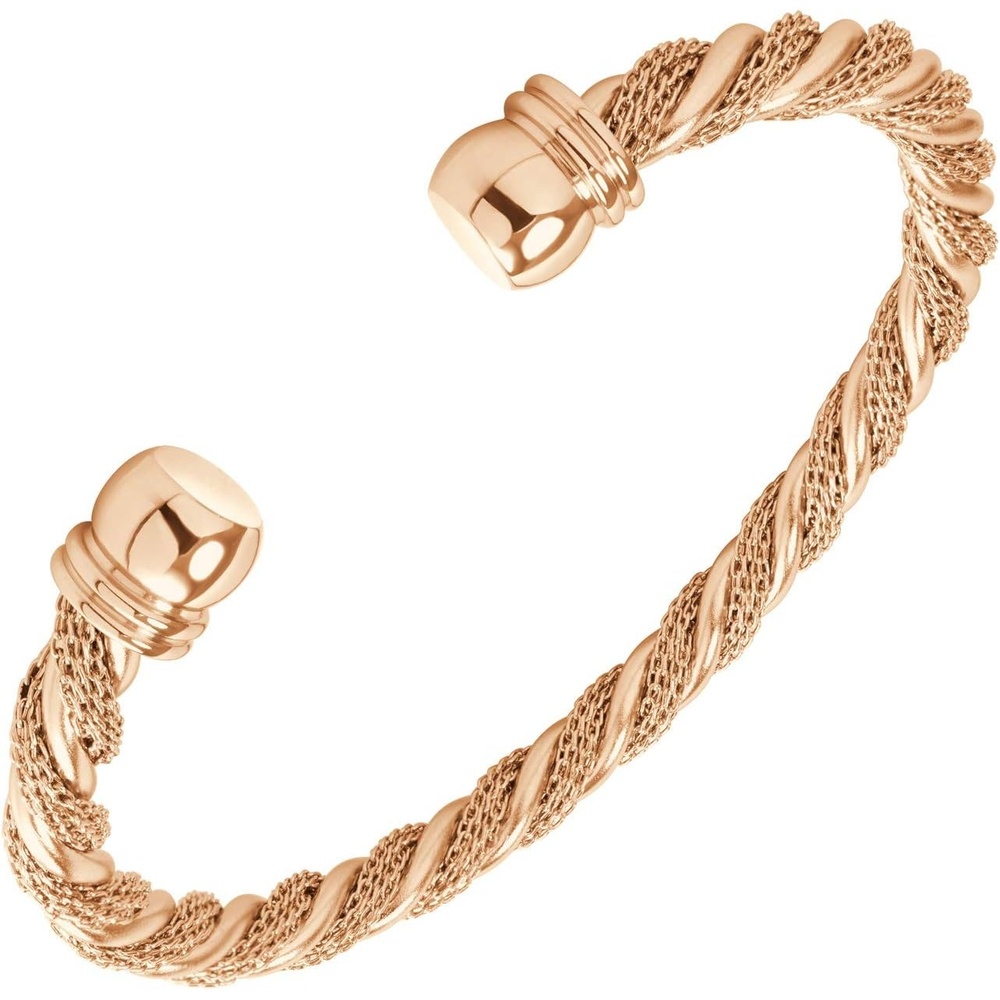 image:image555Jewelry Adjustable Stainless Steel Twisted Wire Open Cuff Bangle Cable Bracelet Designer Inspired Bracelet Twisted Cable Bracelets for Women amp Ladies Rose Gold