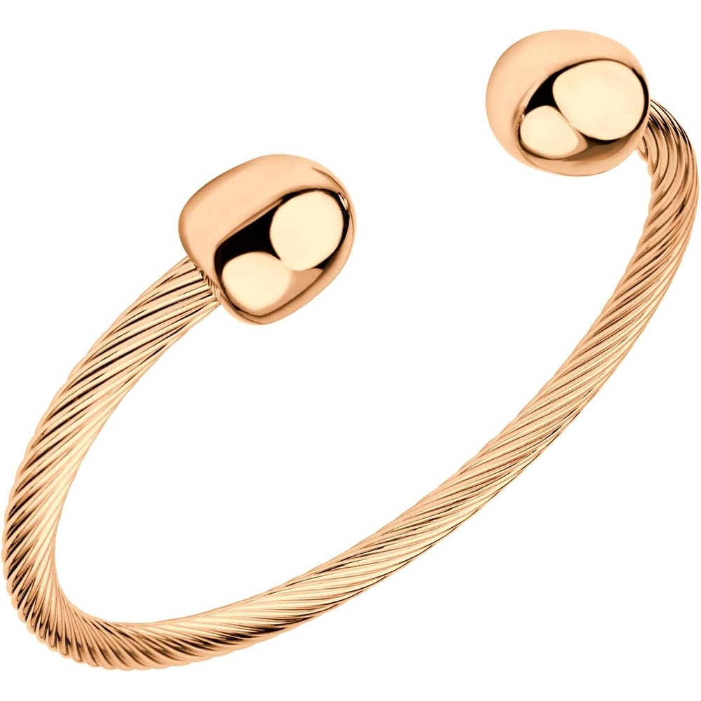 image:image555Jewelry Flexible Twisted Wire Cable Open Cuff Bangle Bracelet for Men amp WomenRose Gold