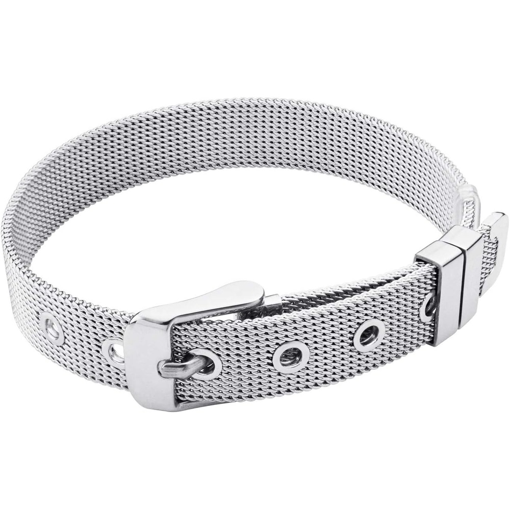 image:image555Jewelry Stainless Steel Adjustable Belt Buckle Mesh Bangle Bracelet for WomenSilver