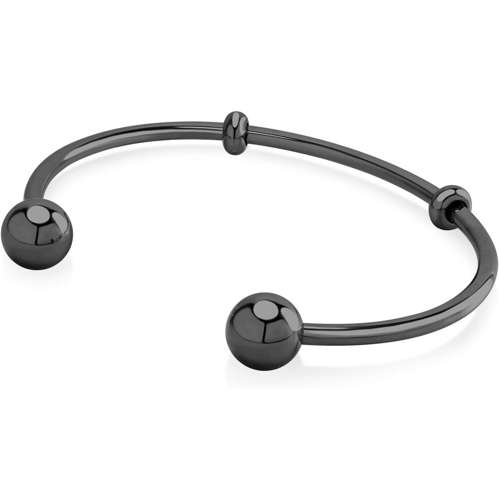 image:image555Jewelry Stainless Steel Open Cuff Bangle Bead Bracelet for Women amp MenBlack