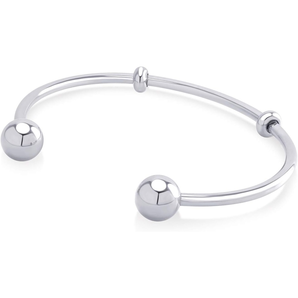 image:image555Jewelry Stainless Steel Open Cuff Bangle Bead Bracelet for Women amp MenSilver