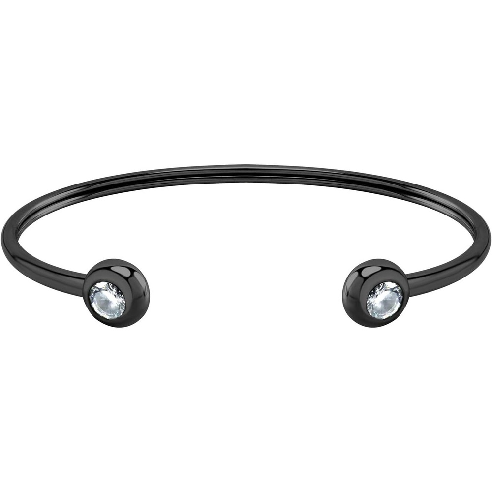 image:image555Jewelry Stainless Steel Open Cuff Bangle CZ Bead Bracelet for Women amp LadiesBlack
