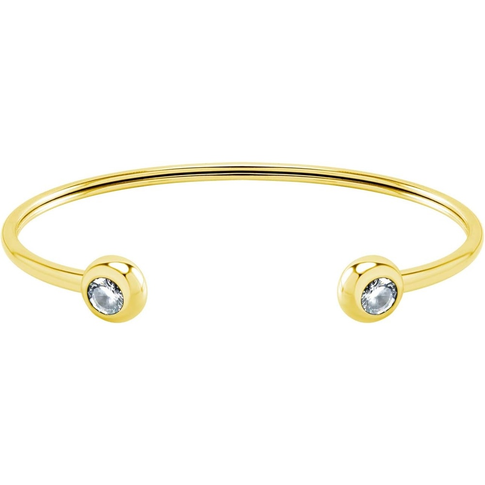 image:image555Jewelry Stainless Steel Open Cuff Bangle CZ Bead Bracelet for Women amp LadiesGold