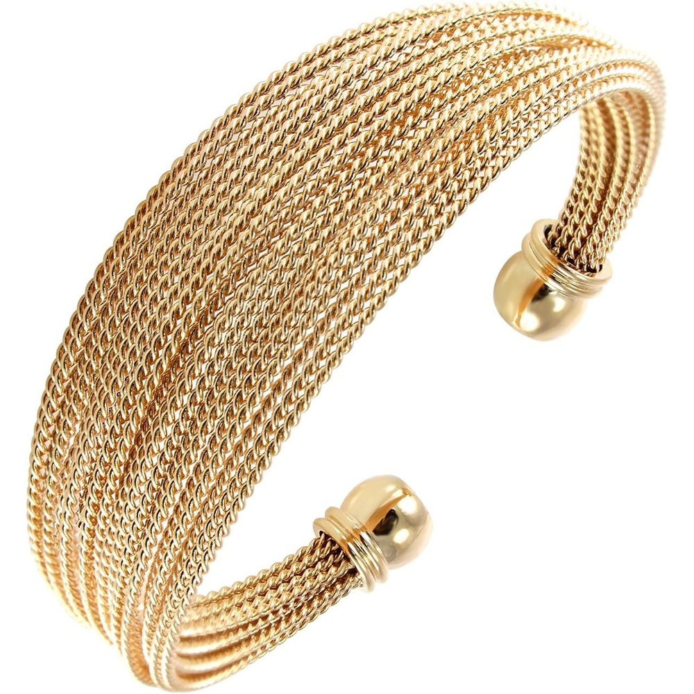 image:image555Jewelry Stainless Steel Open Cuff Twisted Wire Bangle Bracelet for Women amp LadiesGold