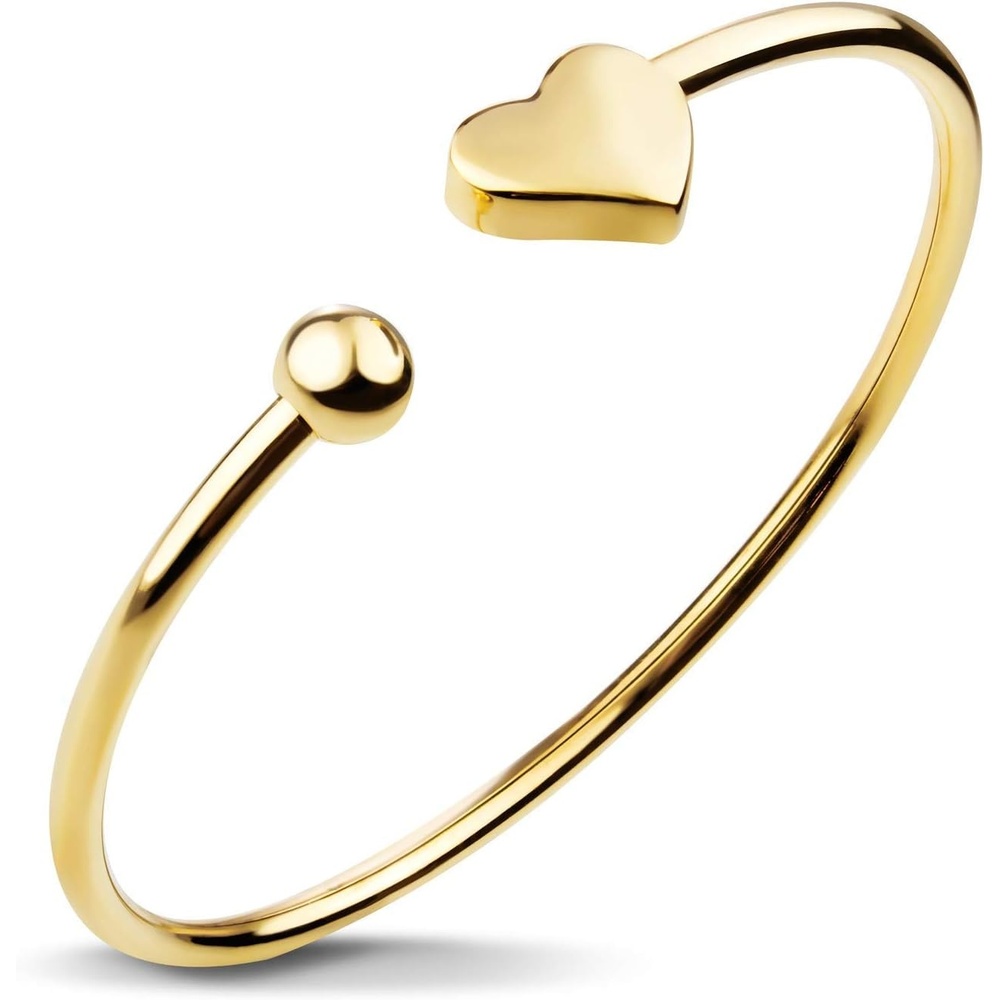 image:image555Jewelry Stainless Steel Womens Cute Love Tiny Heart Open Cuff Bangle Bracelet HypoallergenicYellow Gold