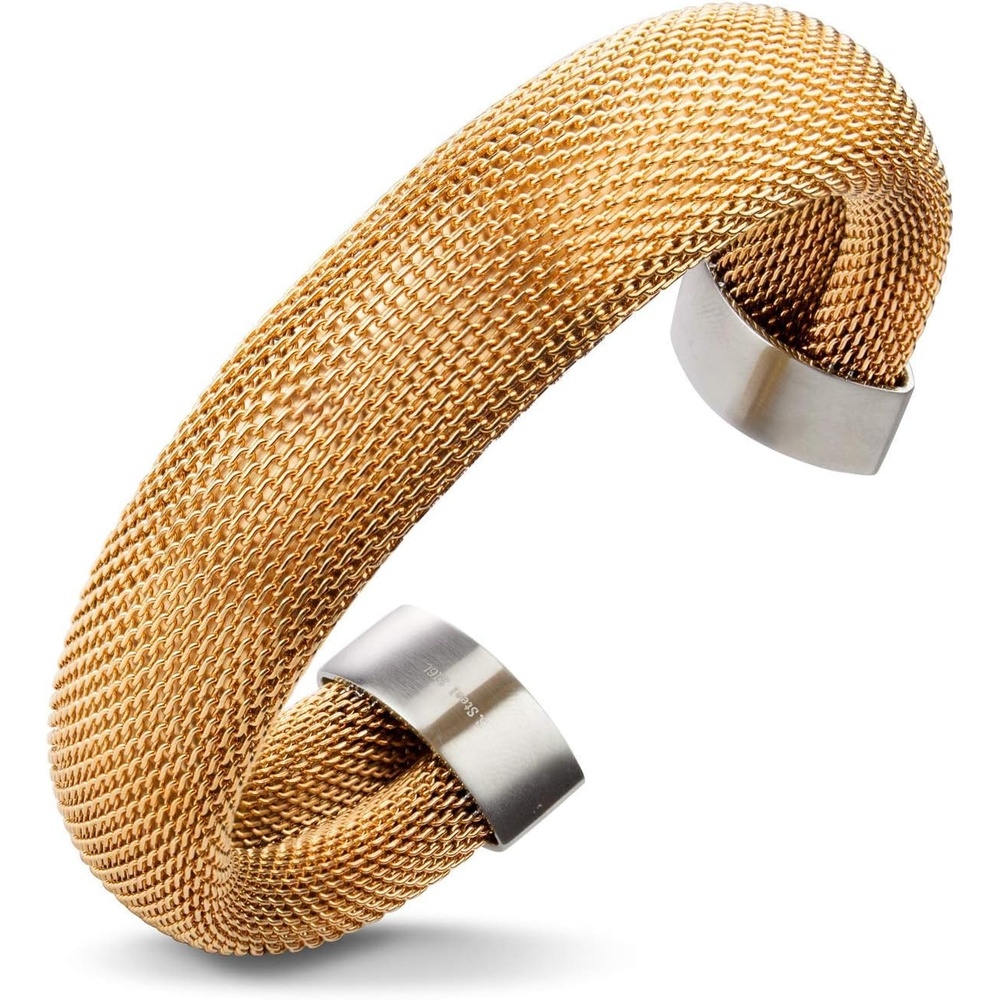 image:image555Jewelry Stainless Steel Womens Trendy Mesh Wrap Open Cuff Bangle BraceletPink Rose Gold