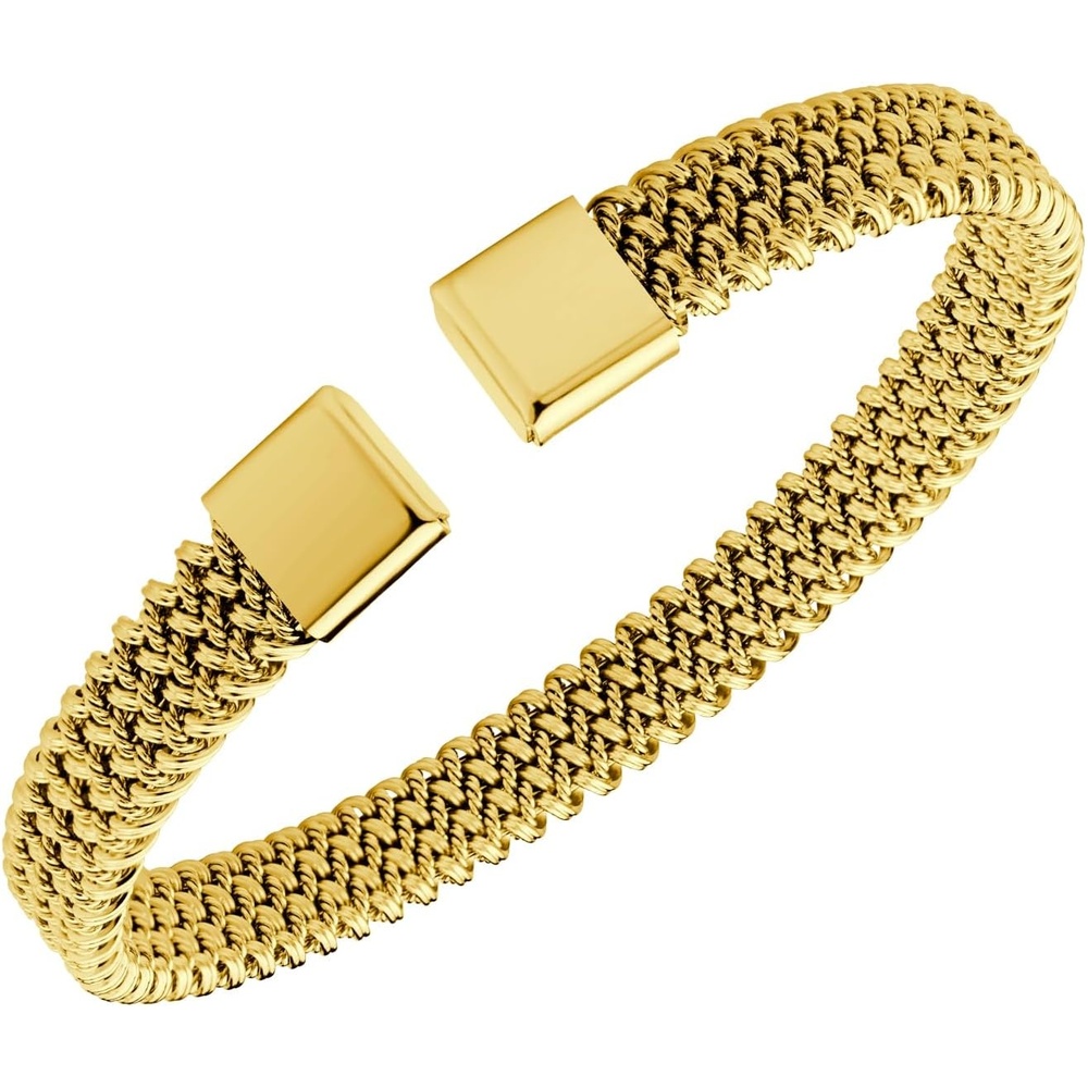 image:image555Jewelry Unisex Stainless Steel Mesh Open Cuff Bangle Bracelet for Men amp WomenGold Style 3