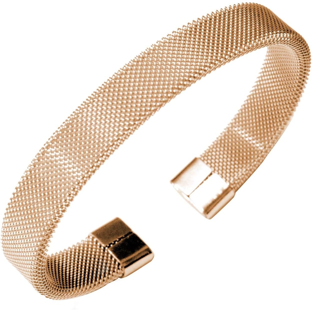 image:image555Jewelry Unisex Stainless Steel Mesh Open Cuff Bangle Bracelet for Men amp WomenRose Gold