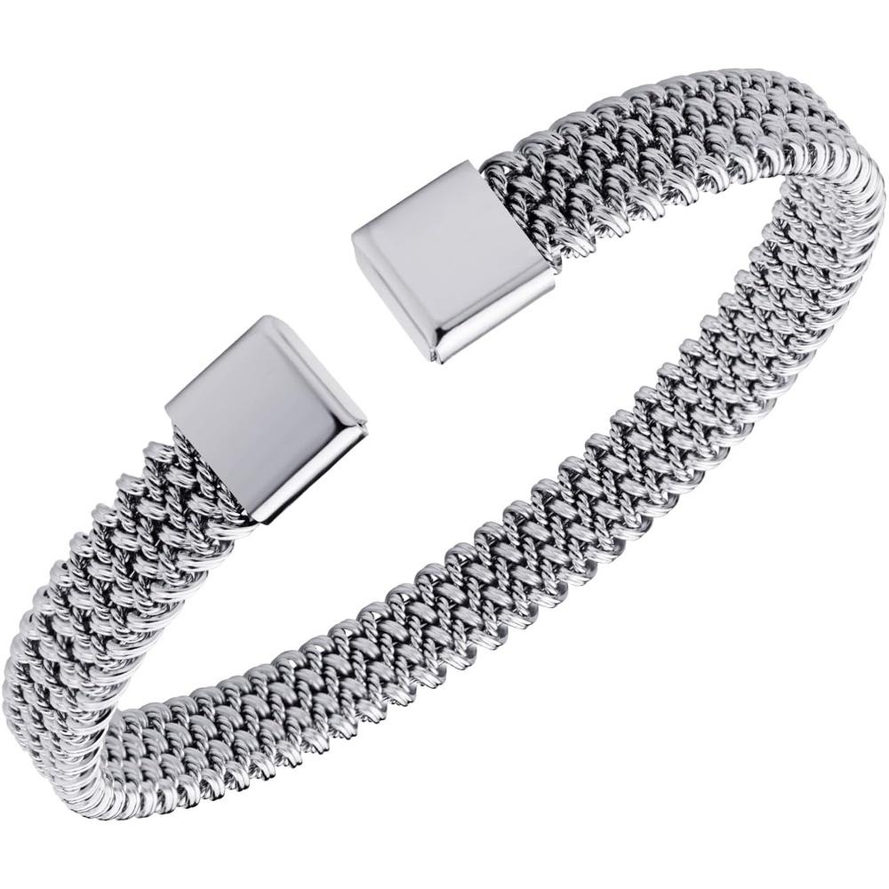 image:image555Jewelry Unisex Stainless Steel Mesh Open Cuff Bangle Bracelet for Men amp WomenSilver Style 3