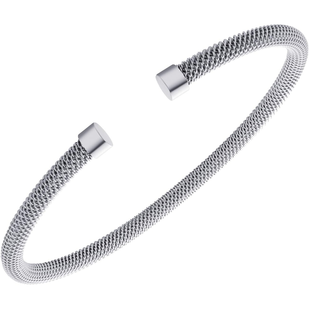 image:image555Jewelry Unisex Stainless Steel Mesh Open Cuff Bangle Bracelet for Men amp WomenSilver Style 4