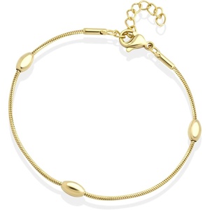 image:image555Jewelry 15mm Adjustable Stainless Steel Snake Chain Bead Bracelet for Women 75 InchGold