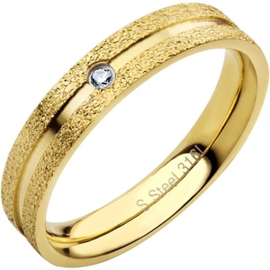 image:image555Jewelry 4mm Sandblast Stainless Steel CZ Wedding Band Ring for Women amp MenGold