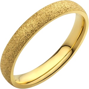 image:image555Jewelry 4mm Sandblast Stainless Steel CZ Wedding Band Ring for Women amp MenGold Style 2