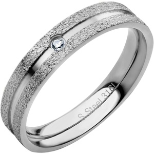 image:image555Jewelry 4mm Sandblast Stainless Steel CZ Wedding Band Ring for Women amp MenSilver