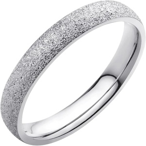 image:image555Jewelry 4mm Sandblast Stainless Steel CZ Wedding Band Ring for Women amp MenSilver Style 2