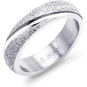 image:image555Jewelry 4mm Sandblast Stainless Steel CZ Wedding Band Ring for Women amp MenSilver Style 6