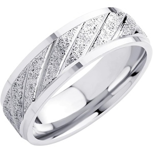 image:image555Jewelry 4mm Sandblast Stainless Steel CZ Wedding Band Ring for Women amp MenSilver Style 9