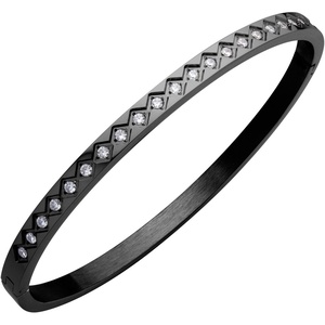 image:image555Jewelry 4mm Sparkly CZ Stainless Steel Hinged Bangle Bracelet for WomenBlack