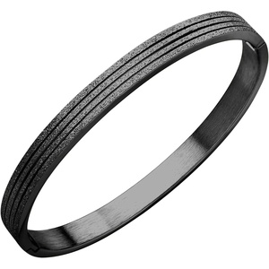 image:image555Jewelry 4mm Sparkly Stainless Steel Solid Hinged Bangle Bracelet for WomenBlack Style 2
