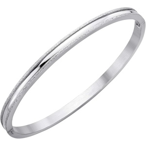 image:image555Jewelry 4mm Sparkly Stainless Steel Solid Hinged Bangle Bracelet for WomenSilver
