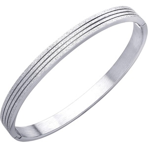 image:image555Jewelry 4mm Sparkly Stainless Steel Solid Hinged Bangle Bracelet for WomenSilver Style 2