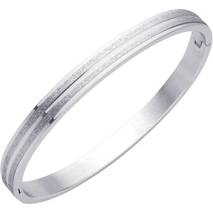 image:image555Jewelry 4mm Sparkly Stainless Steel Solid Hinged Bangle Bracelet for WomenSilver Style 3