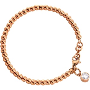 image:image555Jewelry 4mm Stainless Steel CZ Charm Ball Bead Bracelet for Women 7 InchRose Gold
