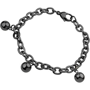 image:image555Jewelry 6mm Stainless Steel Beaded Charm Bracelet for Women amp Girls 75 InchBlack
