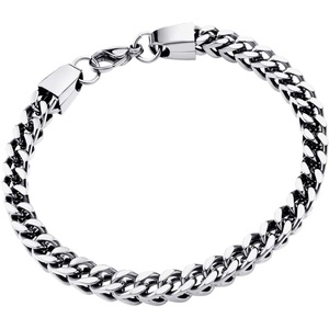 image:image555Jewelry 6mm Stainless Steel Square Franco Chain Bracelet for Men 65 to 9 InchSilver