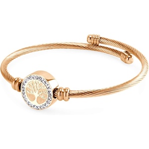 image:image555Jewelry Adjustable CZ Tree of Life Bracelet for Women Twisted Cable Wire Cuff BangleRose Gold