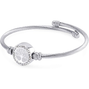 image:image555Jewelry Adjustable CZ Tree of Life Bracelet for Women Twisted Cable Wire Cuff BangleSilver