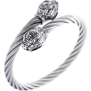 image:image555Jewelry Adjustable Snake Heads Twisted Cable Wire Bangle Cuff Bracelet for MenSilver