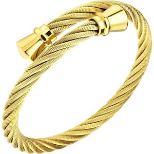 image:image555Jewelry Classic Vintage Stainless Steel Twisted Wire Cuff Bracelet BangleGold