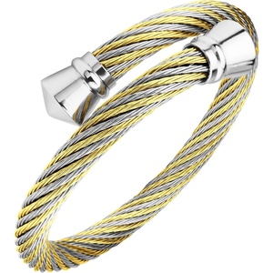 image:image555Jewelry Classic Vintage Stainless Steel Twisted Wire Cuff Bracelet BangleYellow Gold  Silver