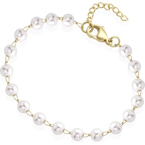 image:image555Jewelry Extendable Pearls Beaded Charm Bracelet for Women amp Ladies 75 InchGold