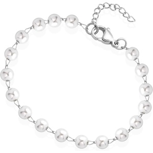 image:image555Jewelry Extendable Pearls Beaded Charm Bracelet for Women amp Ladies 75 InchSilver