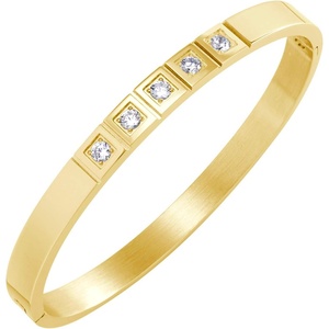 image:image555Jewelry Stainless Steel CZ Cuff Hinged Bangle Bracelet for Men amp WomenGold