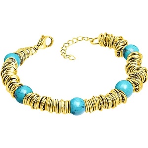 image:image555Jewelry Stainless Steel Extendable Charm Discs amp Beads Bracelet for WomenGold  Turquoise