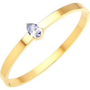 image:image555Jewelry Stainless Steel Hinge Lock Heart Shape CZ Cuff Bangle Bracelet for WomenGold  Teardrop CZ